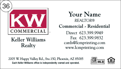 Keller Williams Business Card front 36